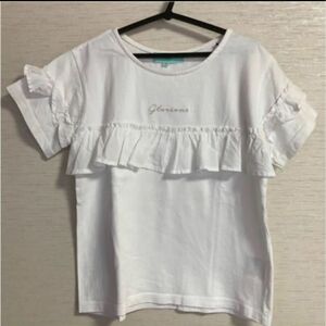 【Lindsay】半袖Ｔシャツ150＊ホワイト+フリル