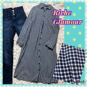 リシェグラマー★Riche Glamour★ギンガム★ロングシャツワンピース★ギンガムチェック