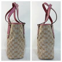 【中古】GUCCI グッチ GGキャンバス トートバッグ 153361.203998 キャンバス×レザー ベージュ×ピンク_画像3