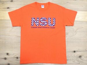 USA古着 ノースウェスタン大学 ロゴ Tシャツ sizeL オレンジ NSU カレッジ チア ダンス キャンプ アメリカ アメカジ 紫 非売品 GILDAN