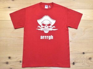 USA古着 CustomInk 海賊 Arrrgh Means I Love You In Pirate Tシャツ sizeM 赤 レッド カスタムインク スカル アメリカ アメカジ GILDAN