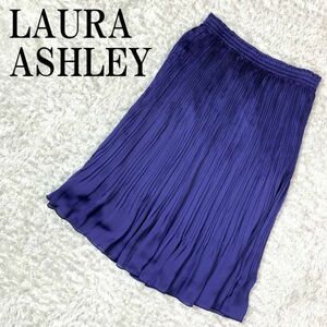 LAURA ASHLEY ローラアシュレイ プリーツスカート ブルー 青 ドット ウエストゴム ポリエステル 9 B178