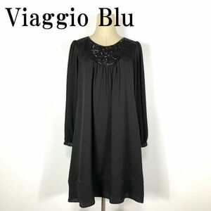 Viaggio Blu ビアッジョブルー ワンピース ブラック ビーズ刺 黒 ポリエステル 1 B238