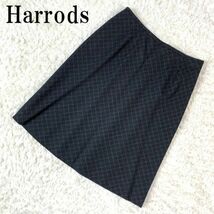 Harrods ハロッズ ブロックチェックタイトスカート グレーウエストタック入 サイドファスナー カジュアル ３ B331_画像1