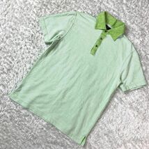 23区 襟付き半袖カットソー2枚セット ブルー グリーン 青 緑 コットン ポリエステル リネン ポロシャツ 46 B478_画像9