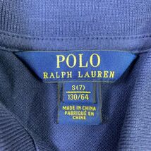 POLO RALPH LAUREN ノースリーブポロシャツ 130/64 ポロラルフローレン 袖なし ワンポイント刺 ネイビー紺色 コットン S(7) B656_画像5