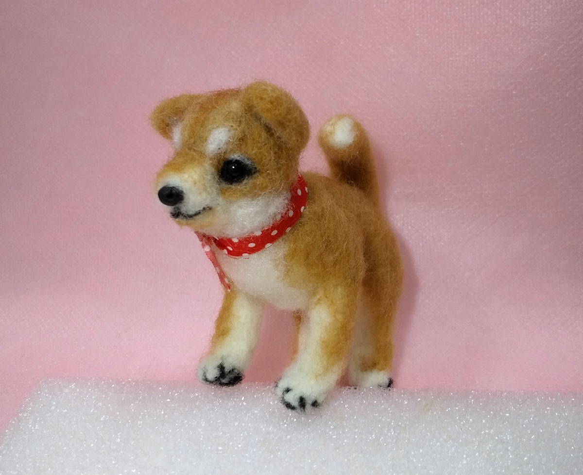 Feutre de laine Shiba Inu Dog Puppy Miniature Handmade Interior, jouet, jeu, jouet en peluche, Feutre de laine