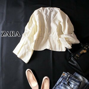 ☆☆ 美品 ザラ ZARA ☆☆ 可愛い ワイドスリーブ 麻綿 カットソー XS 春 夏 23E04