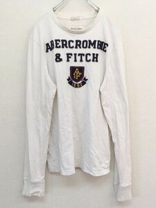 ABERCROMBE&FITCH　アバクロンビー&フィッチ　アバクロ　刺繍ロゴ　長袖Tシャツ　ロンT　メンズ　Lサイズ　ホワイト