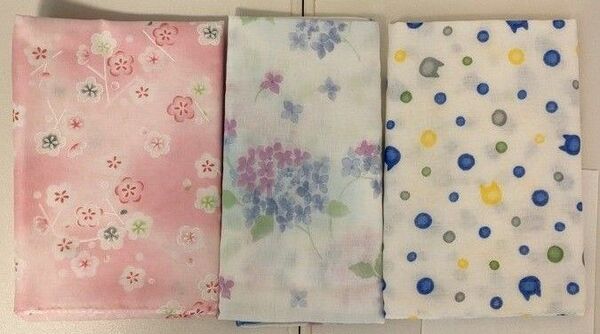 【ガーゼ手ぬぐい】梅花・紫陽花・猫(3組)