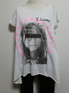 ロックスターズエンジェルス Rockstars&Angels レディース 半袖 Tシャツ ホワイト ジャパンM/L 新品 白 チュニック