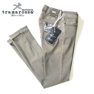 【定価4.2万・新品・30】TRAMAROSSA(トラマロッサ) LEONARDO SLIM コットンポリストレッチ ガーメントダイ5Pパンツ カーキ