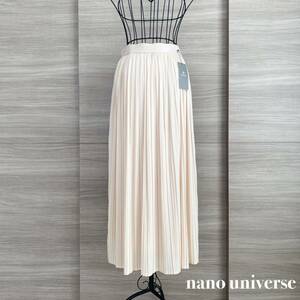  new goods * washing machine wash possibility *nano universe Nano Universe pleated skirt waist rubber gya The - light beige F