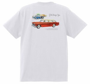 アドバタイジング シボレー ベルエア 1955 Ｔシャツ 075 白 アメ車 ホットロッド ローライダー 広告 アドバタイズメント