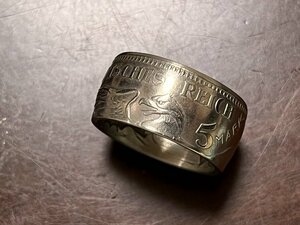 ドイツ 1913年 5マルク コイン リング レプリカ銀貨 シルバー 旧ドイツ軍 ドイツ帝国軍 硬貨 ベンツ ポルシェ ワーゲン アウディ 好きに