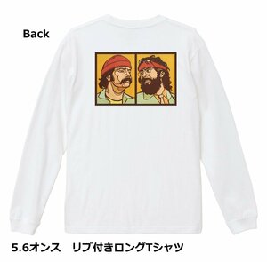 ローライダー チカーノ チーチ＆チョン ロングTシャツ リブ付 3 白 (S/M/L/XL) ロンT 長袖 チョロ 1970s ギャング メキシコ