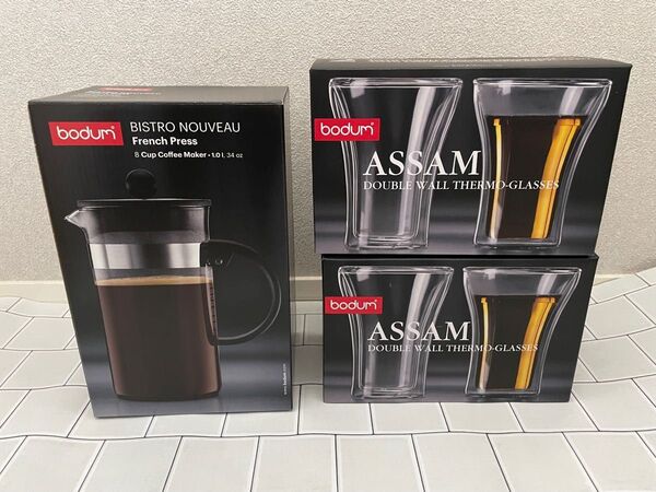 ボダム フレンチプレス コーヒーメーカー ビストロヌーボー 1.0L bodum ダブルウォールグラス アッサム 250ml