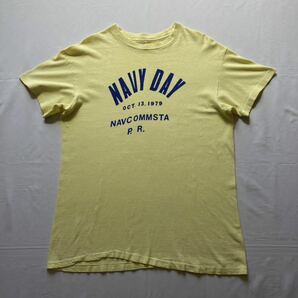 美品 US.NAVY 染み込みプリント レアカラー 好配色 アメリカ海軍 70's ヘインズ Hanes 三角タグ ビンテージ VINTAGE アメリカ製 Lサイズの画像4