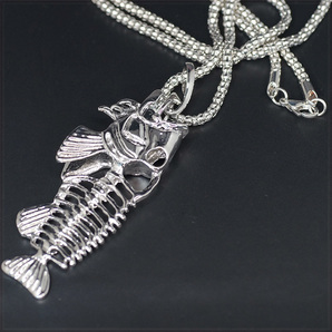 [PENDANT NECKLACE] Fish Bone Fishing Hook 釣り針 ブラックバス ボーン 魚 骨 デザイン ペンダント ネックレスの画像5