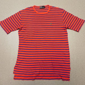 POLO RALPH LAUREN ポロ ラルフローレン ボーダー柄 半袖 Tシャツ L★赤 紺 古着 ナイガイ 内外★h　