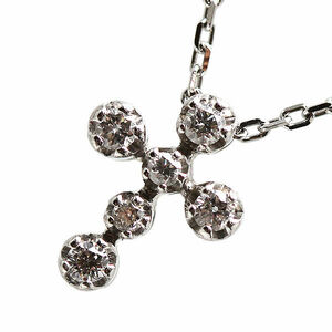 STAR JEWELRY スタージュエリー 十字架モチーフネックレス 約40cm ダイヤモンド 0.10ct 約1.8g クロス 19935