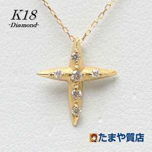 AFRICA DIAMONDS アフリカ ダイヤモンド クロスモチーフネックレス 40cm 0.07ct K18 18金 ゴールド 十字架 16540