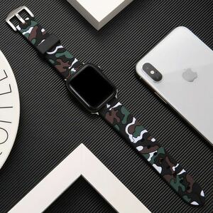 アップルウォッチ Apple watch 用 腕時計バンド 迷彩 カモフラ 42mm~45mm用 シリーズ8 7 6 5 4 迷彩ホワイト