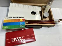 ◆HOLBEIN ホルベイン 絵具 12色＋6色 木製画箱 筆、パレット 他セット◆_画像2