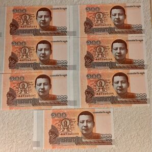 カンボジア紙幣　100リエル　2014年 7枚