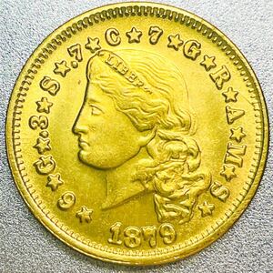 試鋳貨幣 ステラ金貨 フローイングヘア 4ドル 1879年　レプリカコイン