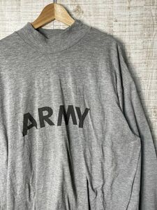 ☆超ビッグサイズ US古着 ARMY プリント ロングTシャツ 長袖 ハイネック モックネック バックプリント【2XL/XXLくらい】　　　　◆3694◆