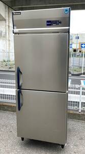 2016年製 大和冷機 221LCD-EC 縦型冷蔵庫 業務用 100V 2ドア 幅750 中古 厨房機器 2枚扉 幅750 奥行800mm