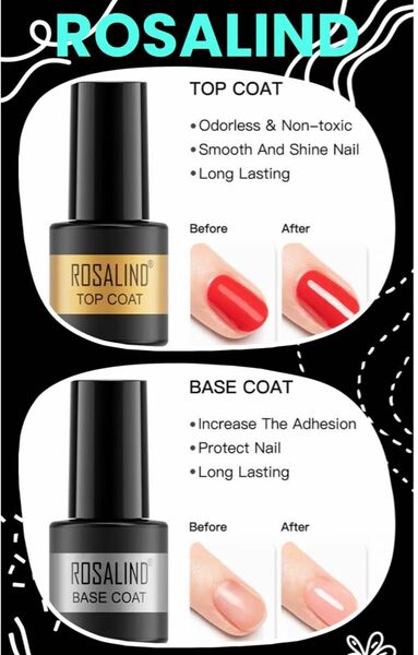 ★ROSALIND ハイブリッドジェルネイル 2本セット ベース ノンワイプトップコート ジェルネイル