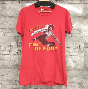 DELTA Fist of Fury ドラゴン怒りの鉄拳 BRUCE LEE ブルース・リー 半袖Tシャツ コットン パキスタン製 サイズM レッド