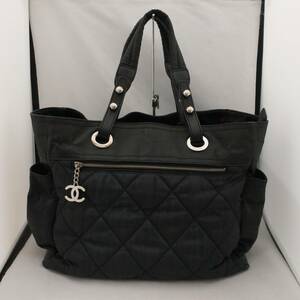 ジャンク CHANEL シャネル パリビアリッツ トート ショルダー バッグ ブラック 黒 品物のみ ★使用感有