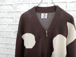 ☆son of the cheese サノバチーズ Horse Cardigan ダブルジャガード ニット カーディガン サイズＬ ブラウン系 店舗受取可