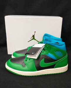 [黒タグ付・未使用] NIKE WMNS AIR JORDAN MID AJ1 LUCKY GREEN AQUA TONE ウィメンズ ジョーダン 27cm 緑 青 BQ6472-033 店舗受取可