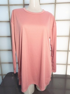 Love&Heart L size pink side slit tunic polyester 100% new goods 