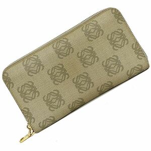 Loebelland Zipper Wallet Beige Grey Anagram Wallet Кожа из ПВХ кожа используется логотип Loewe Total Pattern