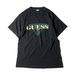 90s GUESS ビッグ ロゴ プリント 半袖 Tシャツ 黒 / 90年代 オールド ビンテージ ブラック ゲス シングル ステッチ