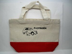 * super-rare rare * not for sale *CITROEN* Citroen * with logo canvas tote bag * red * white * new goods * unused * postage nationwide equal 210 jpy *