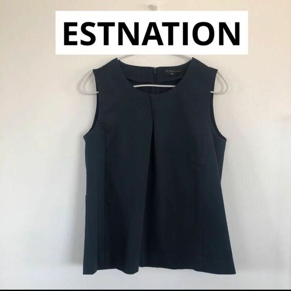 ESTNATION bis ノースリーブ　タンクトップ　ネイビー　M カットソー トップス 