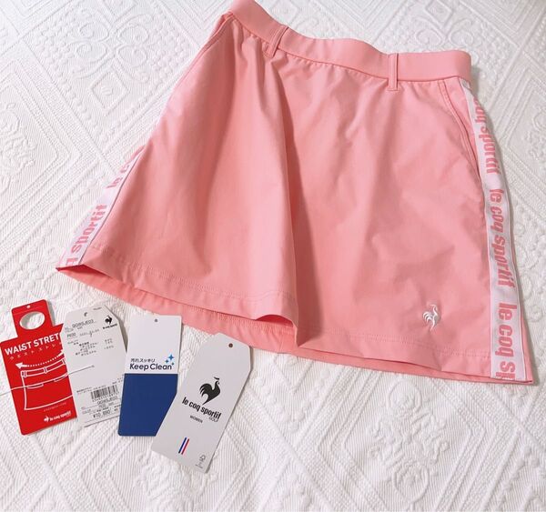 超美品 Le Coq Sportif ゴルフスカート ルコックゴルフ ウエストストレッチ、吸汗、防風、ストレッチ、防汚 ピンク