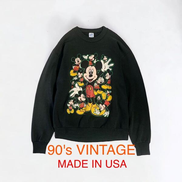 90's VINTAGE DISNEY オフィシャルプリント USA製 velvaseen ベルバシーン スエット 90年代 アメリカ輸入 古着 レトロ ディズニー ミッキー