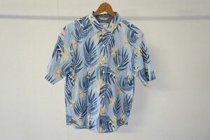 【即決】Tommy Bahama トミーバハマ メンズ 半袖シャツ 柄シャツ シワ加工 ストレッチシャツ 水色系 サイズ:XL 【779704】