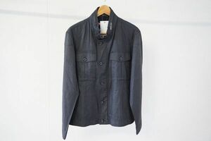 【即決】Aquascutum アクアスキュータム メンズ リネンブルゾン 麻 黒系 サイズ:LL 日本製 【783764】