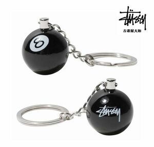 #古着屋大和 セレクトショップ 送料無料 展示品 STUSSY ヘビーウェイト 8ボール キーチェーン メタルキーチェーン キーホルダー ブラック