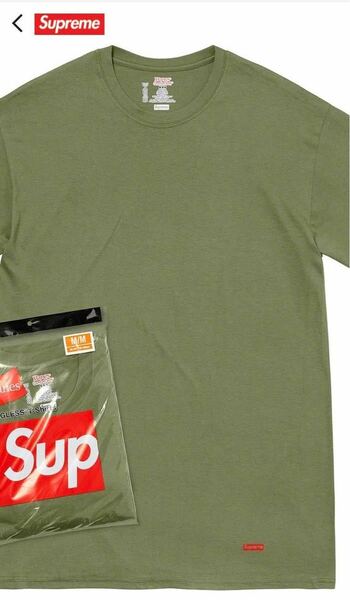 Supreme Hanes Tee olive XLサイズ 新品未開封 ノベルティ付 ヘインズ