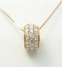 ぐるっと一周天然ダイヤモンド合計1ct/パベ留/パヴェ/18金ピンク製ペンダントネックレス/商品動画あり/送料無料_画像2