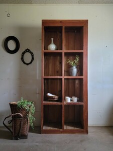  old natural wood open rack storage shelves locker furniture antique cupboard cabinet Vintage display shelf display case bookcase ke bin to